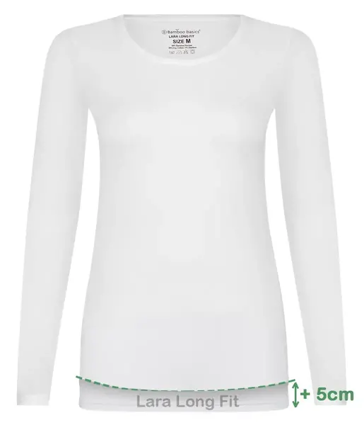 Bamboo Basics 2-pak Extra lange shirts Lange mouw - Lara - Lange dames ondershirts met ronde hals Bamboo Basics 2-pak Extra lange shirts Lange mouw - Lara - Lange dames ondershirts met ronde hals