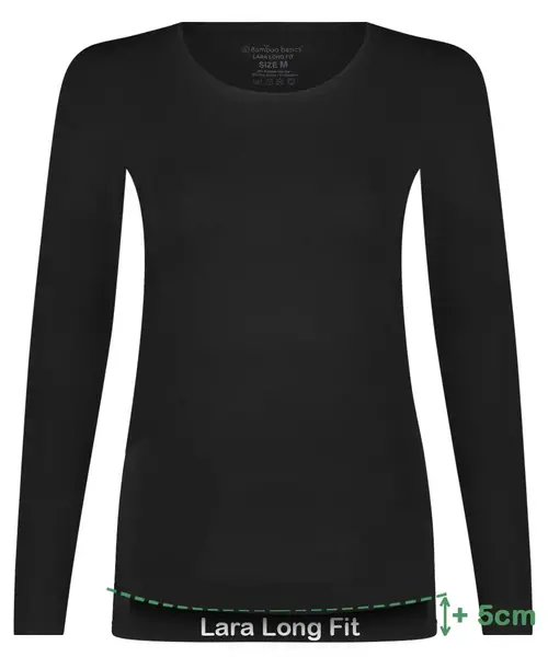 Bamboo Basics 2-pak Extra lange shirts Lange mouw - Lara - Lange dames ondershirts met ronde hals Bamboo Basics 2-pak Extra lange shirts Lange mouw - Lara - Lange dames ondershirts met ronde hals
