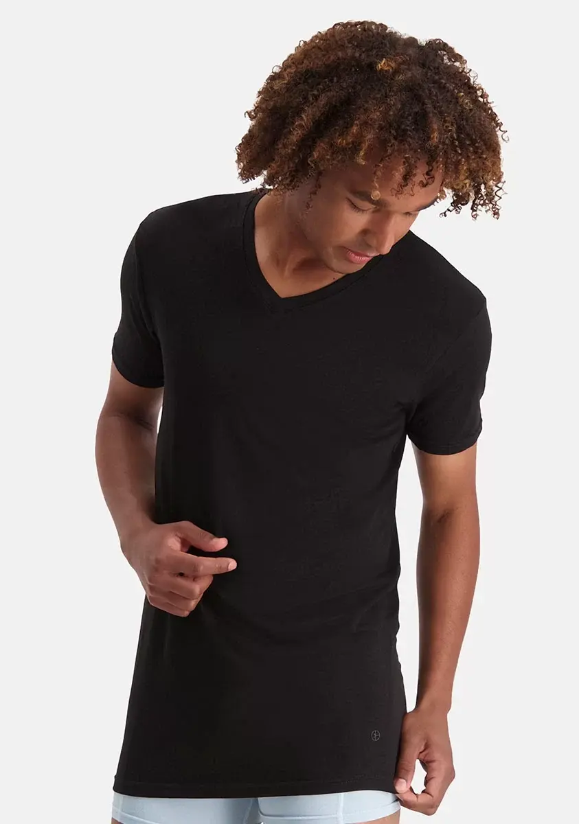 Bamboo Basics 2-pak - Extra lange T-shirts v-hals - Extra lange bamboe heren ondershirts - korte mouw