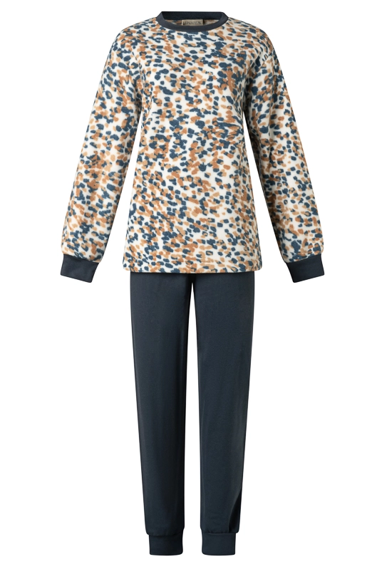 Lunatex fleece pyjama dames - Painted Dots - Warme winter pyjama - Lange mouwen lange broek