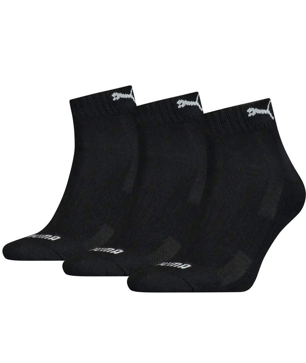 Puma 3-paar Quarter sokken - Badstof zool - Quarter katoenen sokken voor dames en heren in het wit, zwart, grijs en donkerblauw Puma 3-paar Quarter sokken - Badstof zool - Quarter katoenen sokken voor dames en heren in het wit, zwart, grijs en donkerblauw