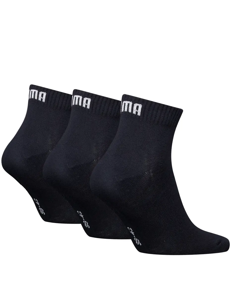 Puma 3-paar Quarter sokken - Elastisch katoenen sokken voor dames en heren - Zwart - Grijs - wit - Blauw Puma 3-paar Quarter sokken - Elastisch katoenen sokken voor dames en heren - Zwart - Grijs - wit - Blauw