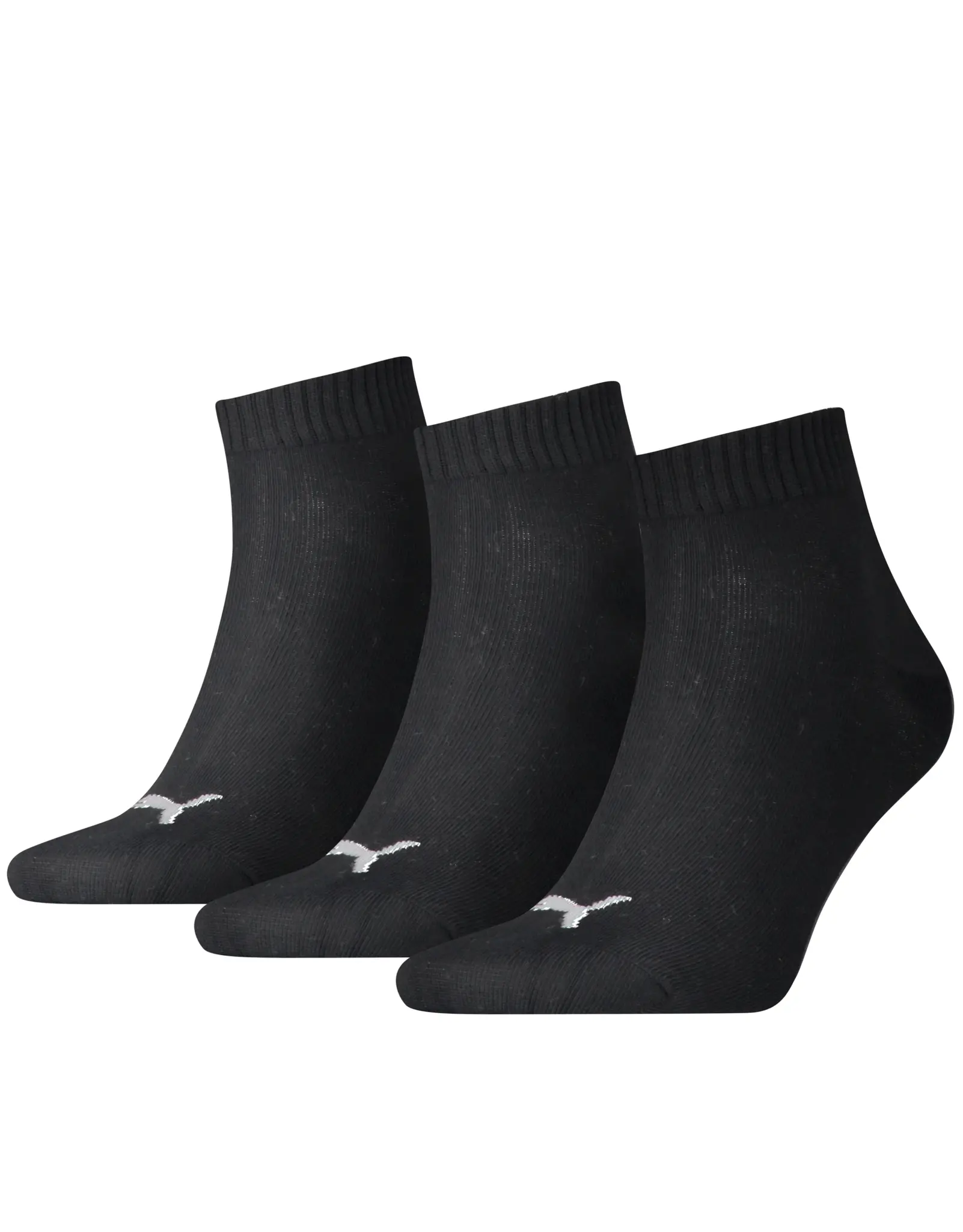 Puma 3-paar Quarter sokken - Elastisch katoenen sokken voor dames en heren - Zwart - Grijs - wit - Blauw