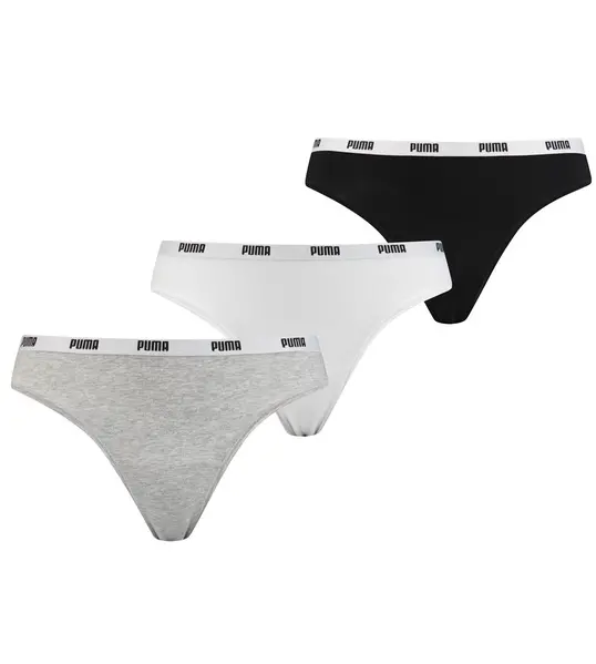 Puma 3-Pack dames strings - Katoen vrouwen strings Zwart - Wit - Combi Puma 3-Pack dames strings - Katoen vrouwen strings Zwart - Wit - Combi