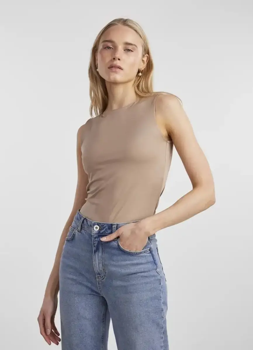 Pieces body hoge hals - Neja - Bodysuit mouwloos - Body zonder mouwen - Naadloos - witte body - zwarte body