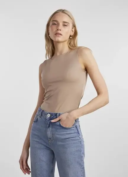 Pieces body hoge hals - Neja - Bodysuit mouwloos - Body zonder mouwen - Naadloos - witte body - zwarte body