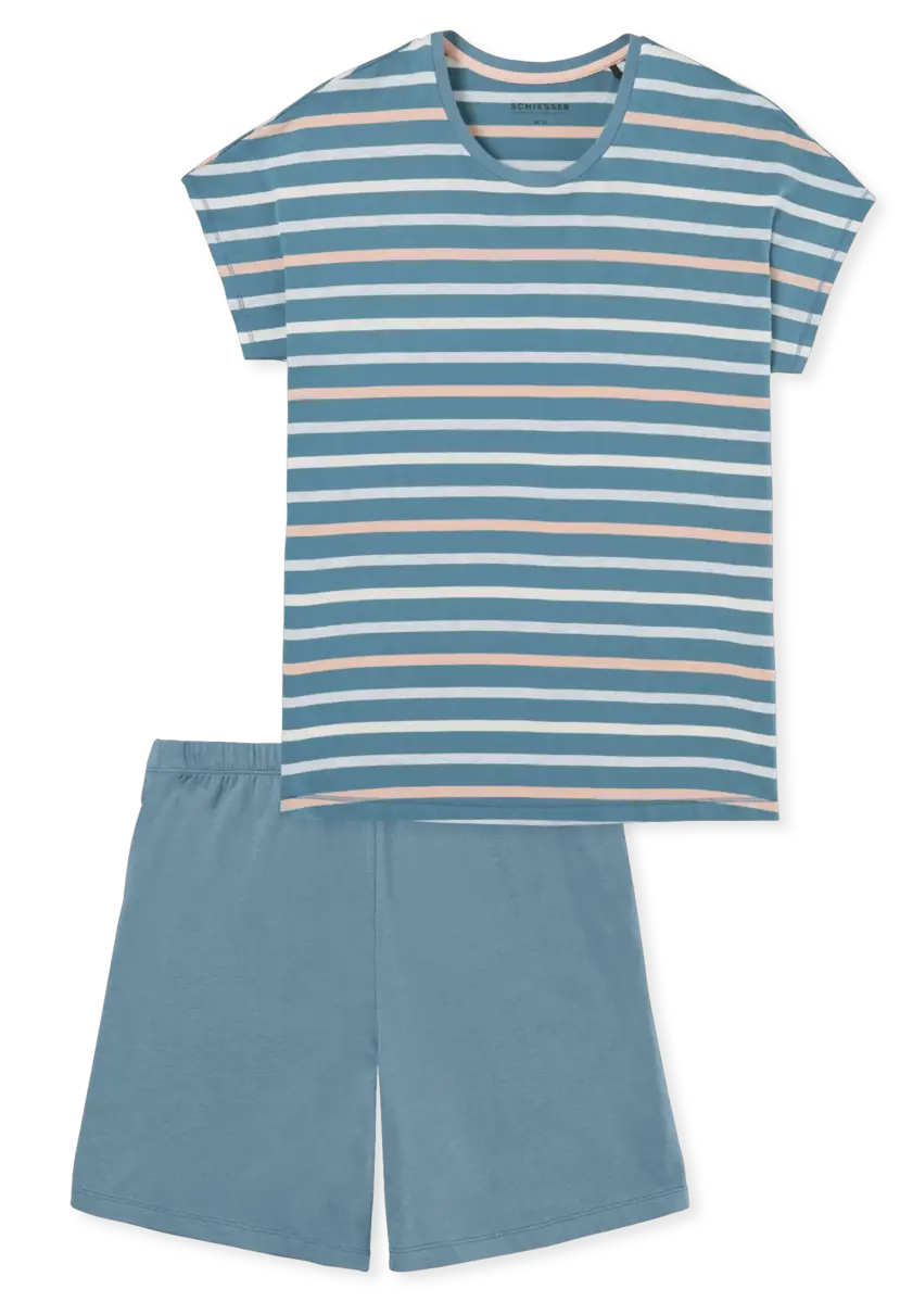 Schiesser dames shortama 100% katoen - Casual Essentials - Zomer pyjama korte broek en korte mouwen Schiesser dames shortama 100% katoen - Casual Essentials - Zomer pyjama korte broek en korte mouwen