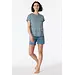 Schiesser dames shortama 100%  katoen - Casual Essentials - Zomer pyjama korte broek en korte mouwen - Lichtblauw