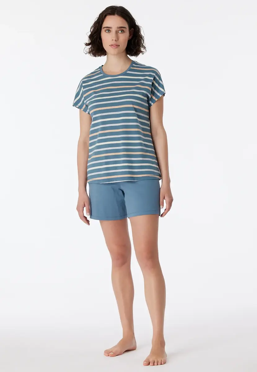Schiesser dames shortama 100% katoen - Casual Essentials - Zomer pyjama korte broek en korte mouwen Schiesser dames shortama 100% katoen - Casual Essentials - Zomer pyjama korte broek en korte mouwen