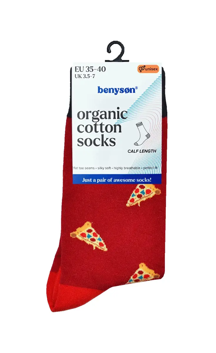 Benyson Sokken Pizza - Organisch katoen 1- Paar - Vrolijke katoenen sokken met leuke en grappige print - - Vrolijke katoenen sokken met leuke en grappige print - Dames - Heren Benyson Sokken Pizza - Organisch katoen 1- Paar - Vrolijke katoenen sokken met leuke en grappige print - - Vrolijke katoenen sokken met leuke en grappige print - Dames - Heren