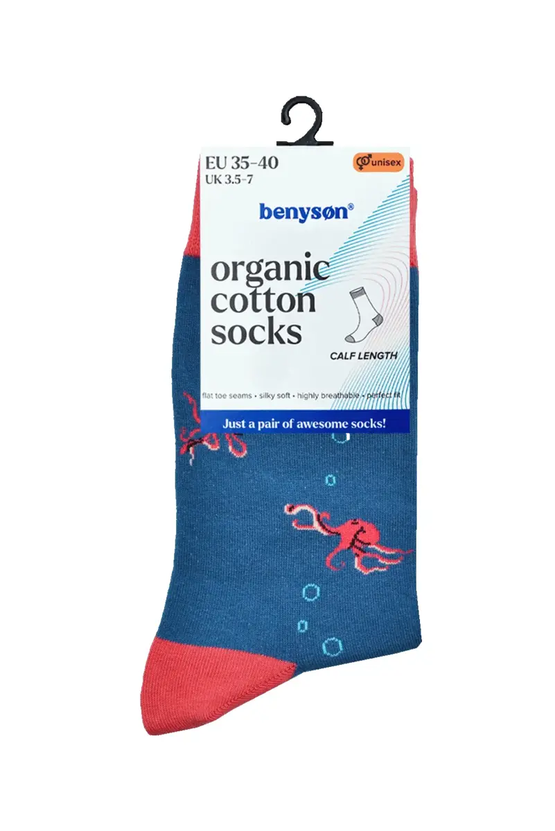 Benyson Sokken Octopus - Organisch katoen 1- Paar - Vrolijke katoenen sokken met leuke en grappige print - Dames - Heren Benyson Sokken Octopus - Organisch katoen 1- Paar - Vrolijke katoenen sokken met leuke en grappige print - Dames - Heren