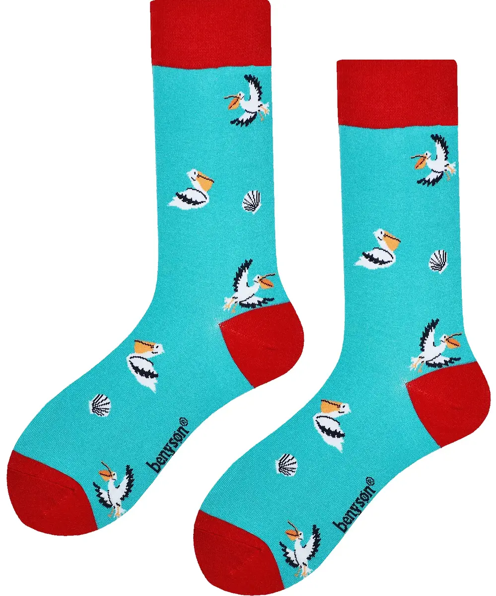 Benyson Sokken Pelicaan - Organisch katoen 1- Paar - Vrolijke katoenen sokken met leuke en grappige print - Dames - Heren Benyson Sokken Pelicaan - Organisch katoen 1- Paar - Vrolijke katoenen sokken met leuke en grappige print - Dames - Heren