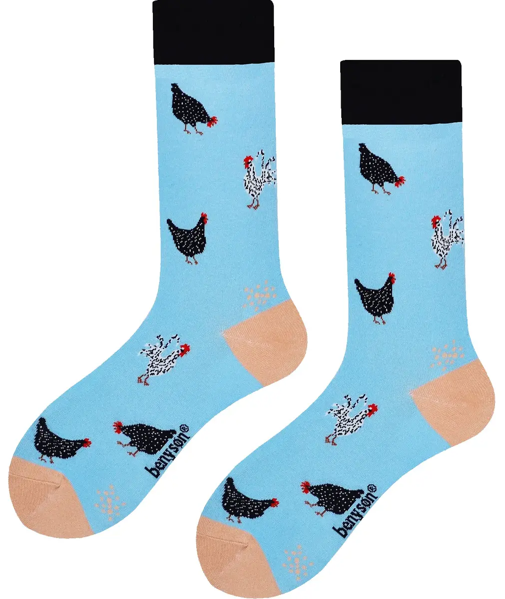 Benyson Sokken Kippen- Organisch katoen 1- Paar - Vrolijke katoenen sokken met leuke en grappige print - Dames - Heren Benyson Sokken Kippen- Organisch katoen 1- Paar - Vrolijke katoenen sokken met leuke en grappige print - Dames - Heren