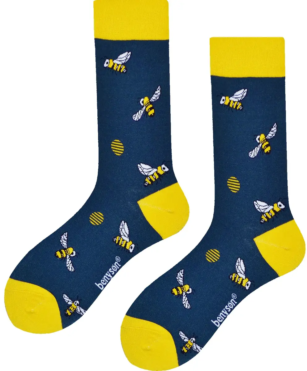 Benyson Sokken Bijen - Organisch katoen 1- Paar - Vrolijke katoenen sokken met leuke en grappige print - Dames - Heren Benyson Sokken Bijen - Organisch katoen 1- Paar - Vrolijke katoenen sokken met leuke en grappige print - Dames - Heren