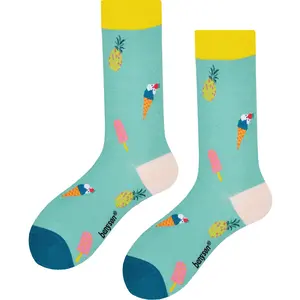 Benyson Sokken Ananas - Organisch katoen 1- Paar - Vrolijke katoenen sokken met leuke en grappige print - Dames - Heren