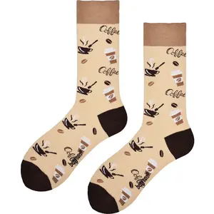 Benyson Naadloze Sokken Koffie - Organisch katoen 1- Paar - Vrolijke katoenen sokken met leuke en grappige print - Dames - Heren Benyson Naadloze Sokken Koffie - Organisch katoen 1- Paar - Vrolijke katoenen sokken met leuke en grappige print - Dames - Heren