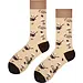 Benyson Naadloze Sokken Koffie - Organisch katoen 1- Paar - Vrolijke katoenen sokken met leuke en grappige print - Dames - Heren - Beige