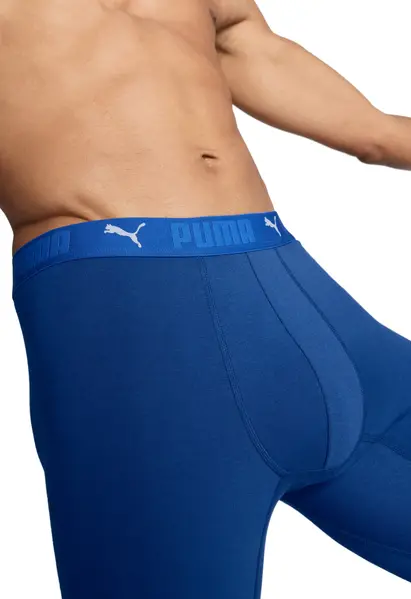 Puma 2-pack Heren boxershort lange pijpjes - Blauw - Heren onderbroek tegen schurende benen - Katoen Puma 2-pack Heren boxershort lange pijpjes - Blauw - Heren onderbroek tegen schurende benen - Katoen