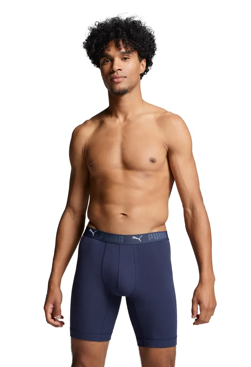 Puma 2-pack Heren boxershort lange pijpjes - Blauw - Heren onderbroek tegen schurende benen - Katoen Puma 2-pack Heren boxershort lange pijpjes - Blauw - Heren onderbroek tegen schurende benen - Katoen