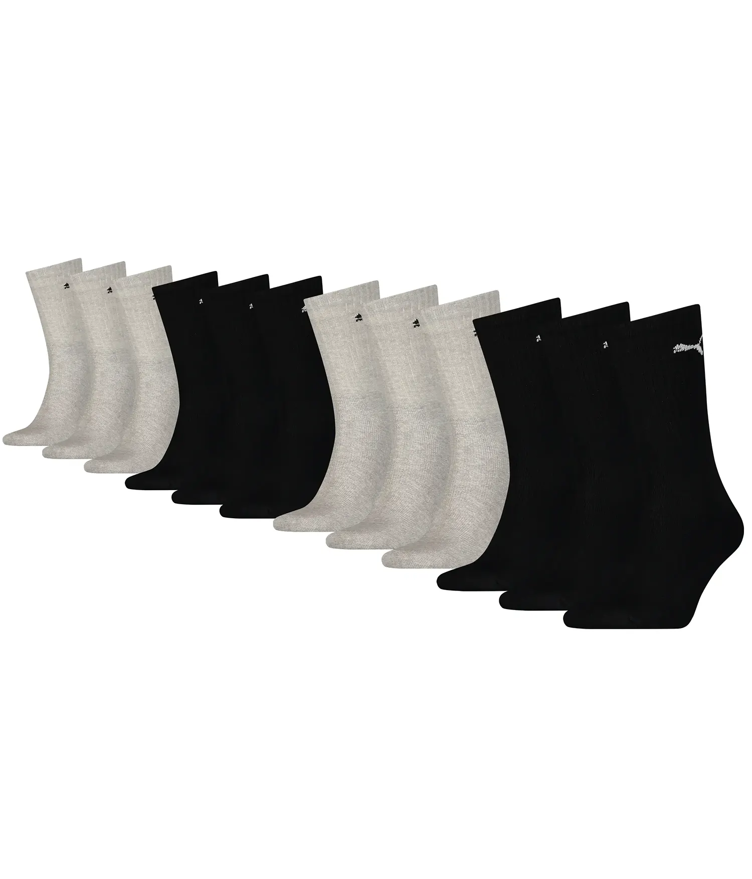 Puma 12-paar Crew sport sokken - Multipack sport sokken voor dames en heren - Zwart - Combi - Voordeelverpakking