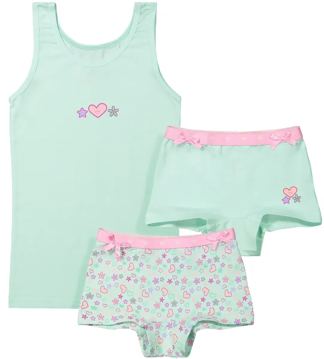 Funderwear meisjes ondergoed meisjes setje - Sweetheart - Boxershorts en hemd setje meisjes - Katoen