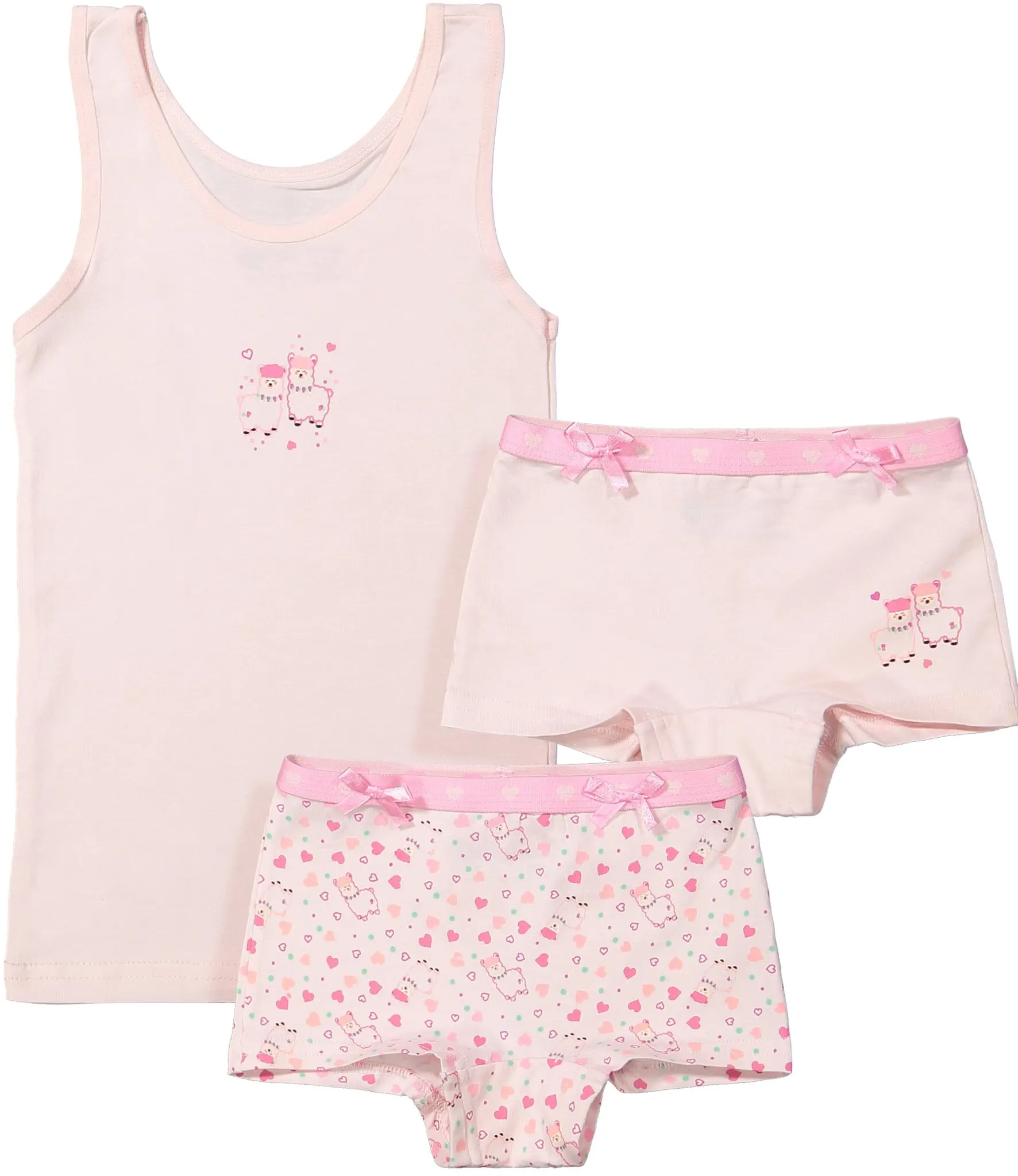 Funderwear meisjes ondergoed - meisjes setje - Alpaca - 2 Boxershorts en hemd setje kind
