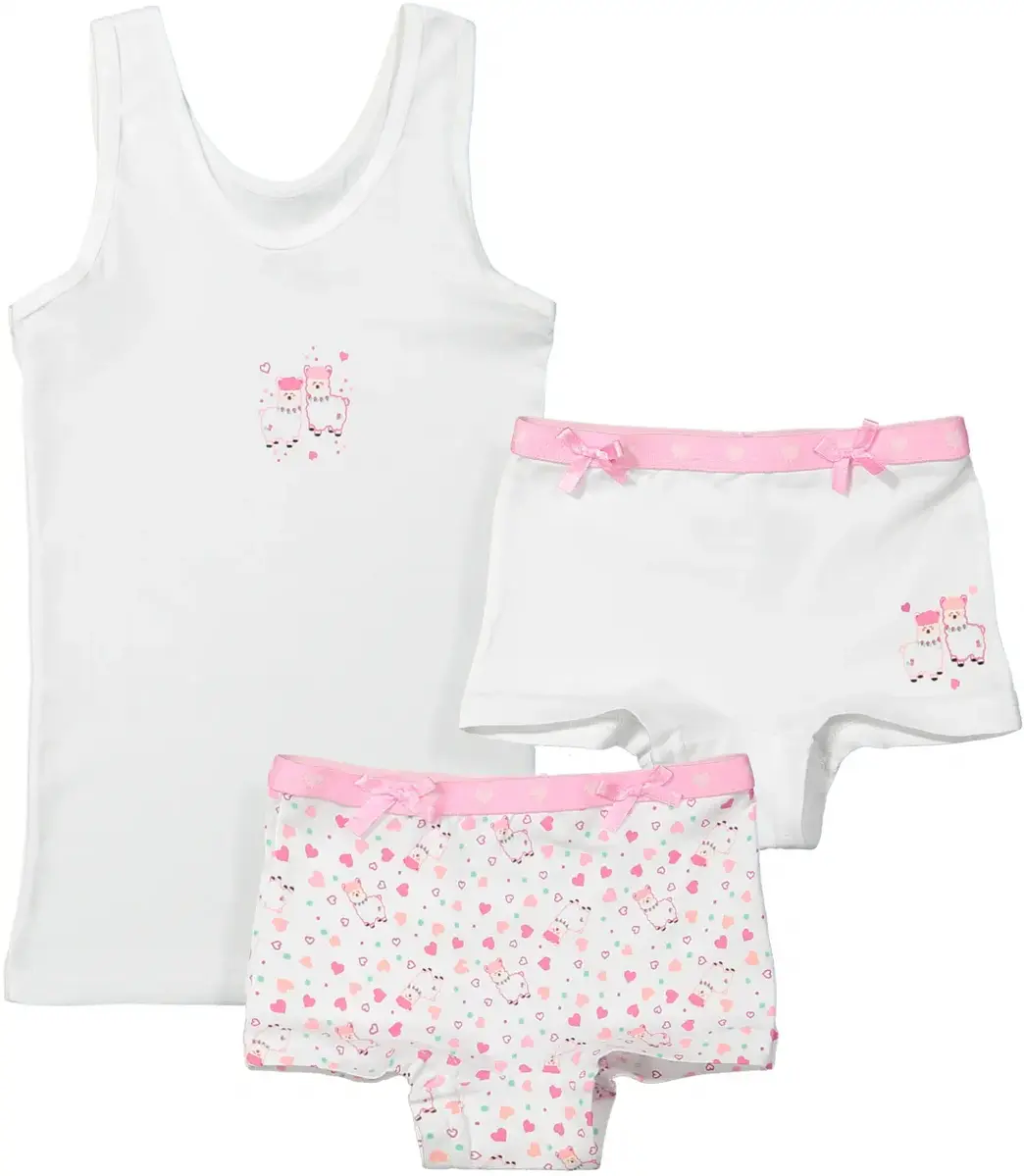Funderwear meisjes ondergoed - meisjes setje - Alpaca - 2 Boxershorts en hemd setje kind