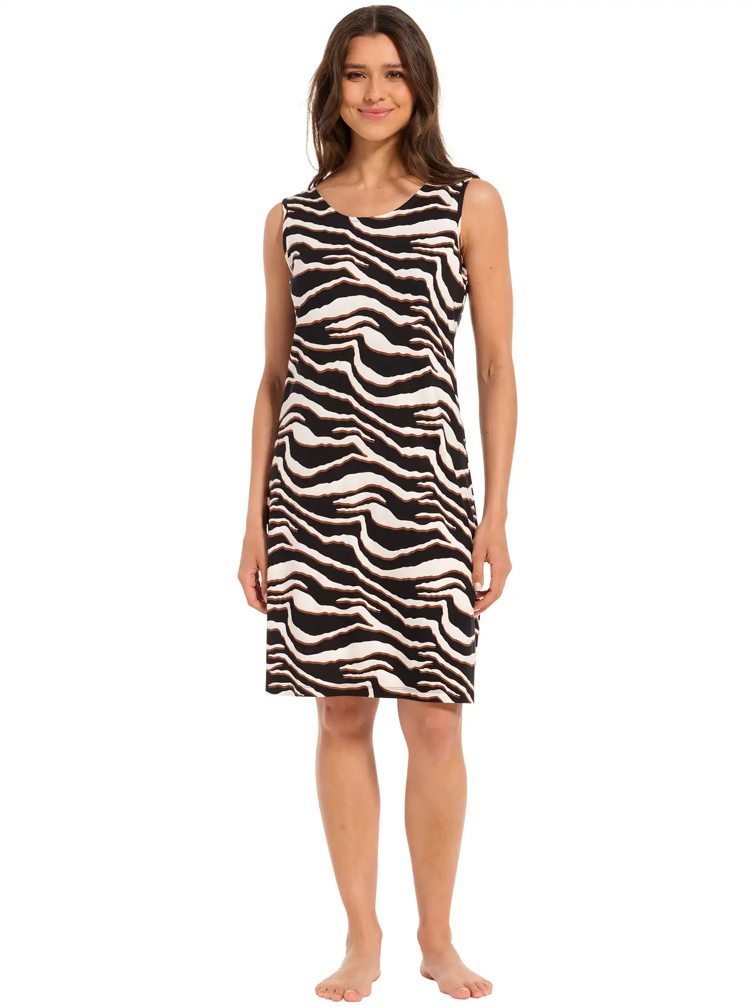 Pastunette dames nachthemd mouwloos - Zebra viscose nachtjapon