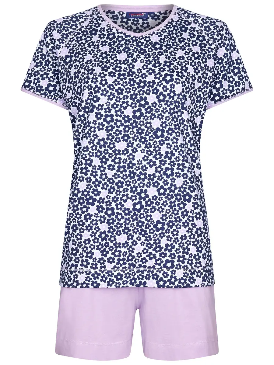 Rebelle dames shortama katoen - Pink Flower - Zomer pyjama Rebelle dames shortama katoen - Pink Flower - Zomer pyjama