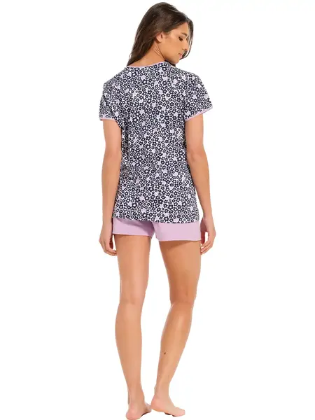 Rebelle dames shortama katoen - Pink Flower - Zomer pyjama Rebelle dames shortama katoen - Pink Flower - Zomer pyjama