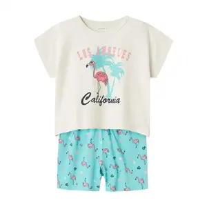 Name-It meisjes shortama - Flamingo - Biologisch katoenen meisjes pyjama - shortama kind Name-It meisjes shortama - Flamingo - Biologisch katoenen meisjes pyjama - shortama kind