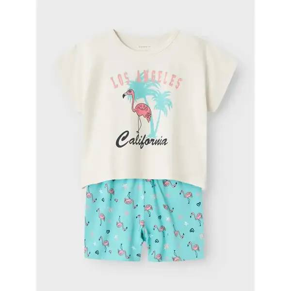 Name-It meisjes shortama - Flamingo - Biologisch katoenen meisjes pyjama - shortama kind Name-It meisjes shortama - Flamingo - Biologisch katoenen meisjes pyjama - shortama kind