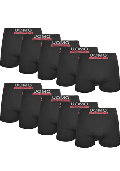 Uomo 10-Pack Heren Boxershort microfiber - Uni Black Uomo 10-Pack Heren Boxershort microfiber - Uni Black
