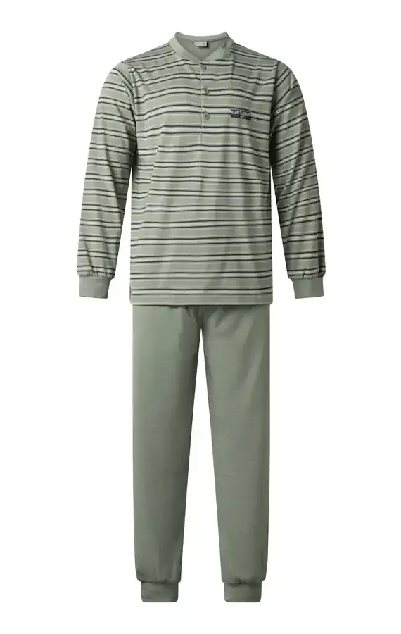 Gentlemen tricot heren pyjama - Khaki - Katoenen groene heren nachtkleding
