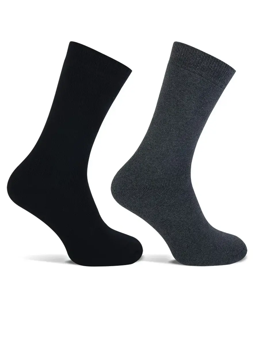 Teckel 2-paar Badstof sokken dames - Geheel badstof - Warme winter sokken - Huissokken