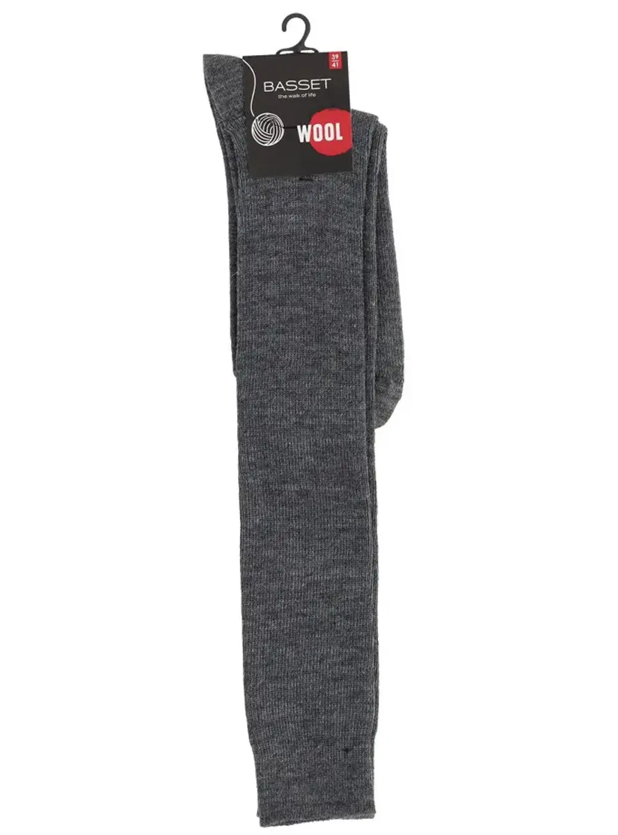 Basset kniekous wol heren - zwart - Hoge warme winter kniekous