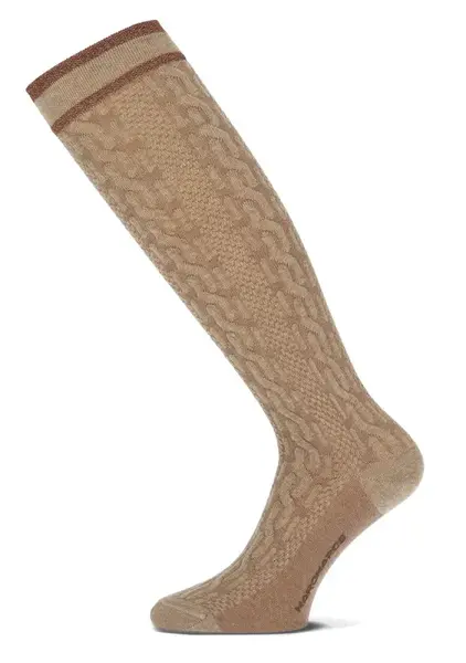 Marcmarcs dames kniekous - Courtney - Hoge beige katoenen dames sokken