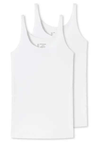 Schiesser 2-Pack dames hemden - Organic 95/5 - Basics - Biologisch katoenen vrouwen hemdjes - Onderhemd met brede bandjes Schiesser 2-Pack dames hemden - Organic 95/5 - Basics - Biologisch katoenen vrouwen hemdjes - Onderhemd met brede bandjes