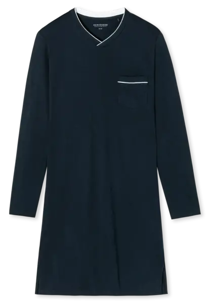 Schiesser heren nachthemd lange mouw katoen - Donkerblauw Schiesser heren nachthemd lange mouw katoen - Donkerblauw