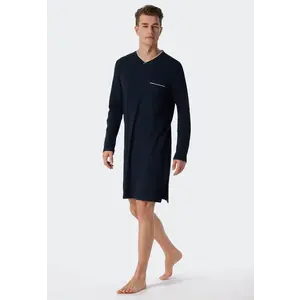 Schiesser heren nachthemd lange mouw katoen - Donkerblauw Schiesser heren nachthemd lange mouw katoen - Donkerblauw
