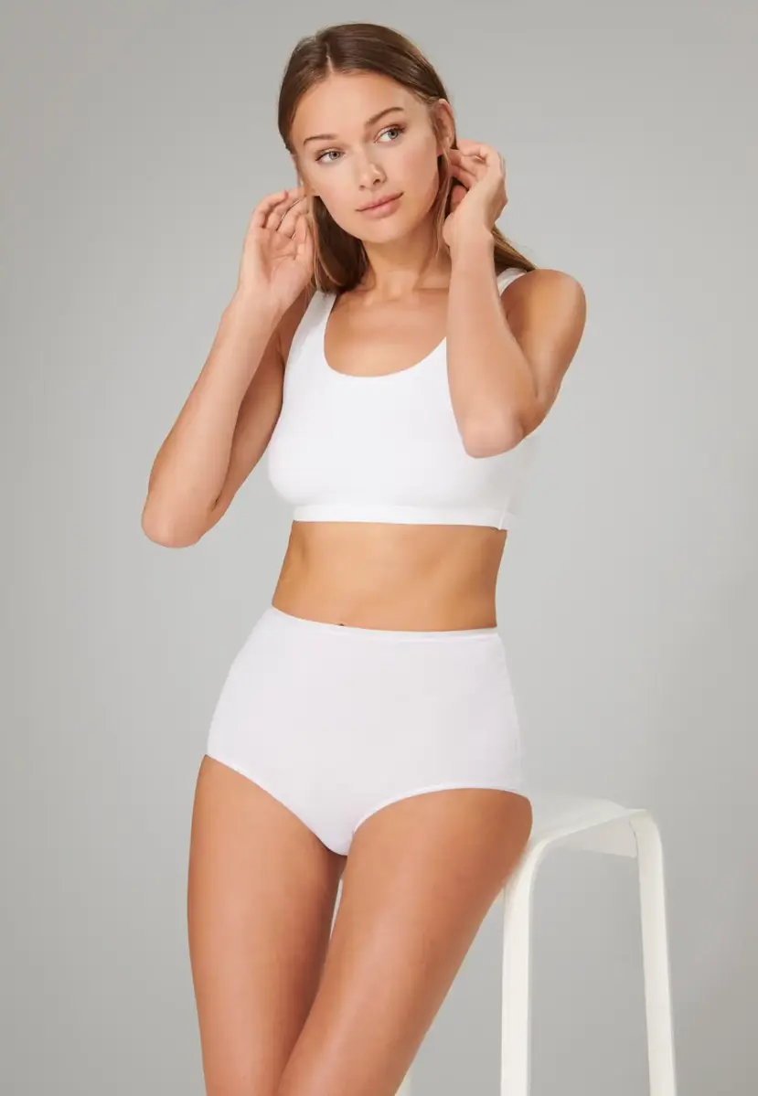 Schiesser 2-Pack Taille dames slip 95/5 Organic - Hoge biologisch katoenen dames onderbroeken - Maxi ondergoed