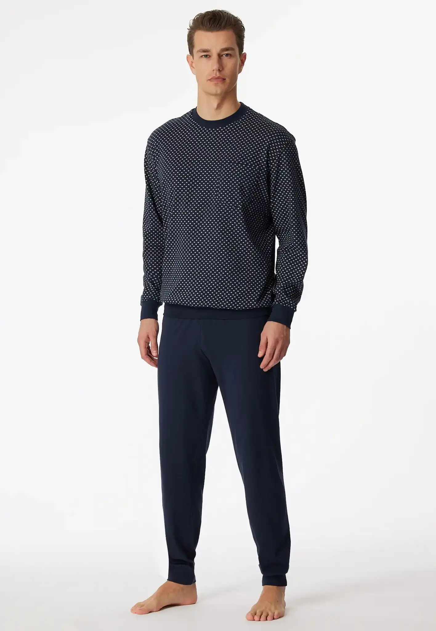 Schiesser heren pyjama Katoen - Dark Sapphire - 100% katoenen mannen nachtkleding