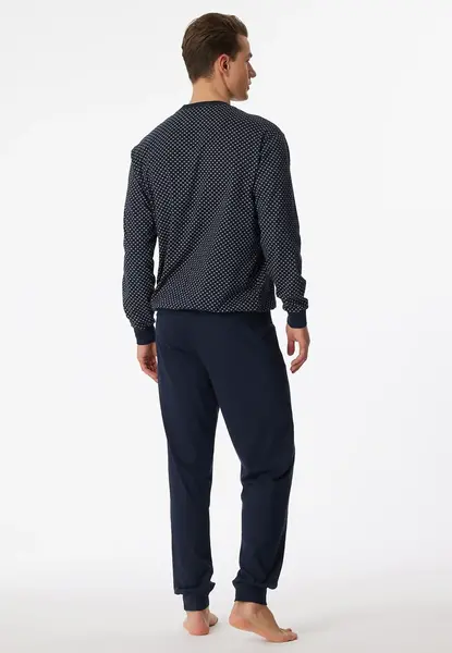 Schiesser heren pyjama Katoen - Dark Sapphire - 100% katoenen mannen nachtkleding Schiesser heren pyjama Katoen - Dark Sapphire - 100% katoenen mannen nachtkleding