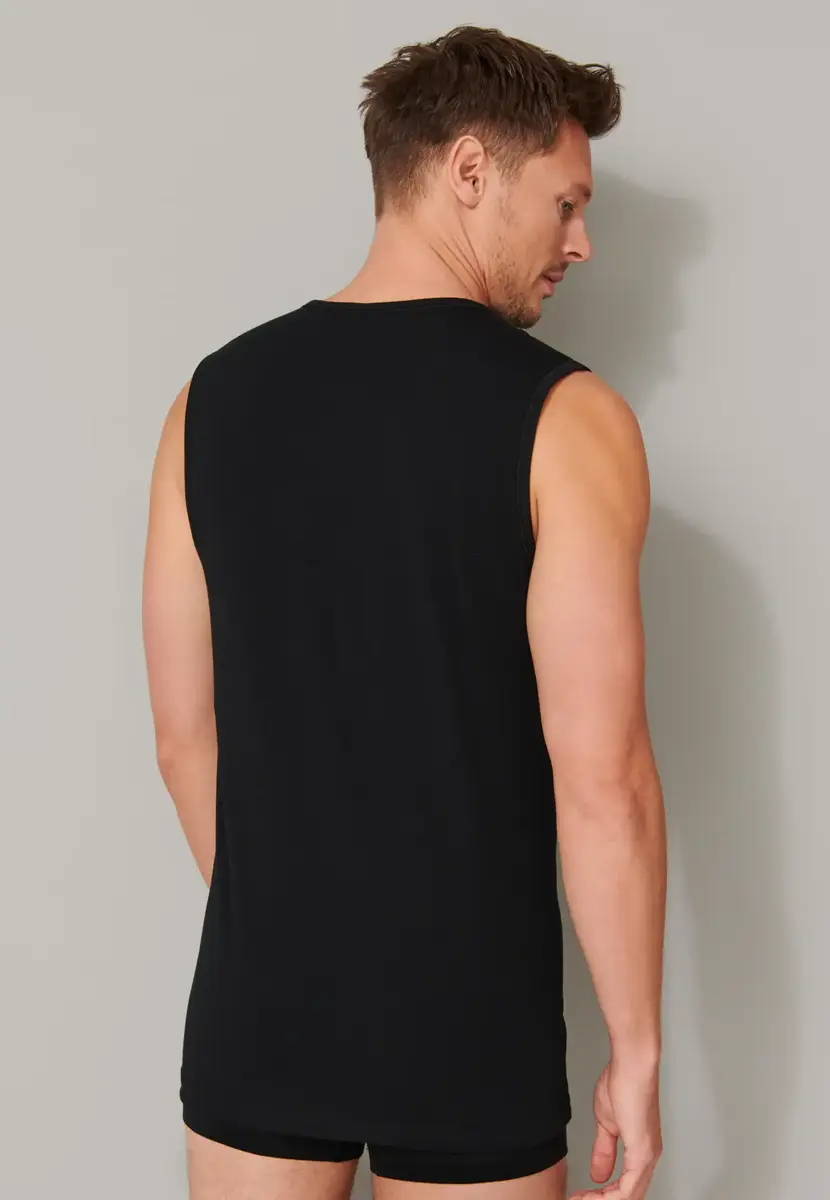 Schiesser 2-Pack mouwloos shirts V-hals - 95/5 - Biologisch katoen ondershirts zonder mouwen - Diepe hals - Schiesser ondergoed heren Schiesser 2-Pack mouwloos shirts V-hals - 95/5 - Biologisch katoen ondershirts zonder mouwen - Diepe hals - Schiesser ondergoed heren