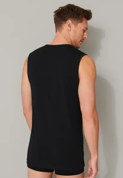 Schiesser 2-Pack mouwloos shirts V-hals  - 95/5  - Biologisch katoen ondershirts zonder mouwen - Diepe hals - Schiesser ondergoed heren