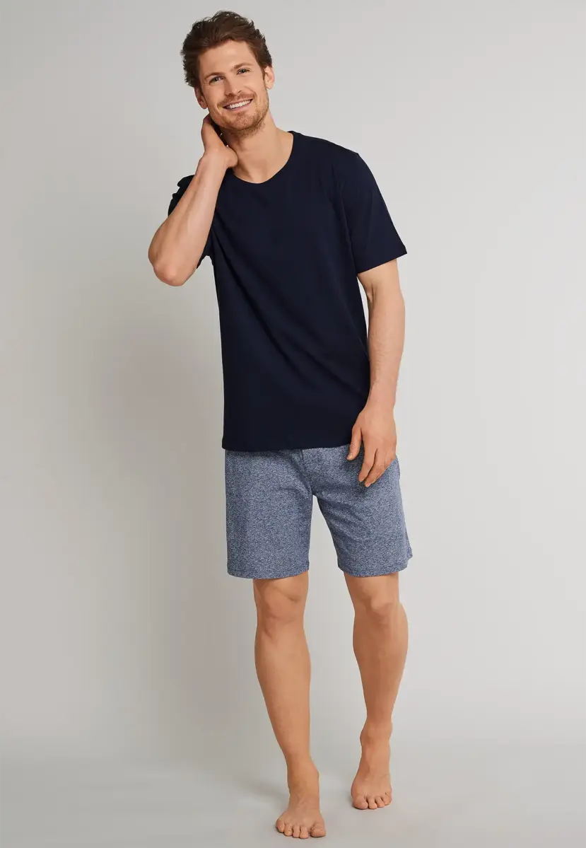 Schiesser heren pyjama shirt korte mouw - Donkerblauw - 100% katoenen los pyjamashirt voor heren Schiesser heren pyjama shirt korte mouw - Donkerblauw - 100% katoenen los pyjamashirt voor heren