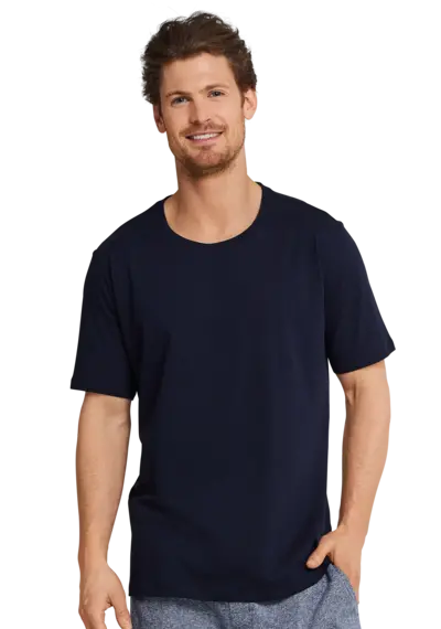 Schiesser heren pyjama shirt korte mouw - Donkerblauw Schiesser heren pyjama shirt korte mouw - Donkerblauw