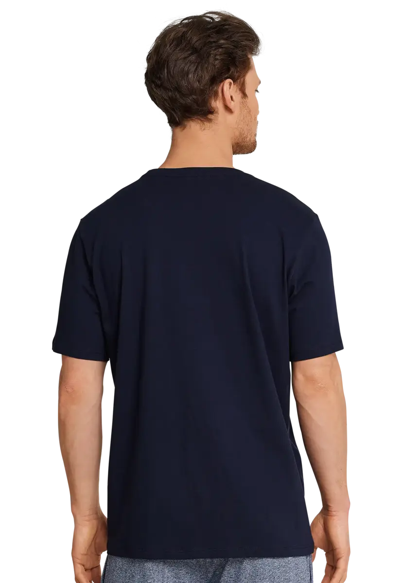 Schiesser heren pyjama shirt korte mouw - Donkerblauw - 100% katoenen los pyjamashirt voor heren Schiesser heren pyjama shirt korte mouw - Donkerblauw - 100% katoenen los pyjamashirt voor heren