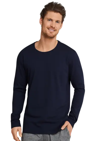 Schiesser heren pyjama shirt lange mouw - Donkerblauw Schiesser heren pyjama shirt lange mouw - Donkerblauw