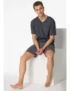 Schiesser heren shortama - Ebony Grey - Zomer pyjama maat 62